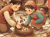 Lili and Xiaoming, finding a fallen bird nest with eggs, carefully returned it to the tree and nurtured the hatchlings until they could fly.