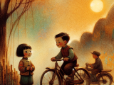 Through perseverance and practice, Xiao Ming overcomes initial setbacks and learns to ride a bicycle, finding joy and freedom in his newfound skill.