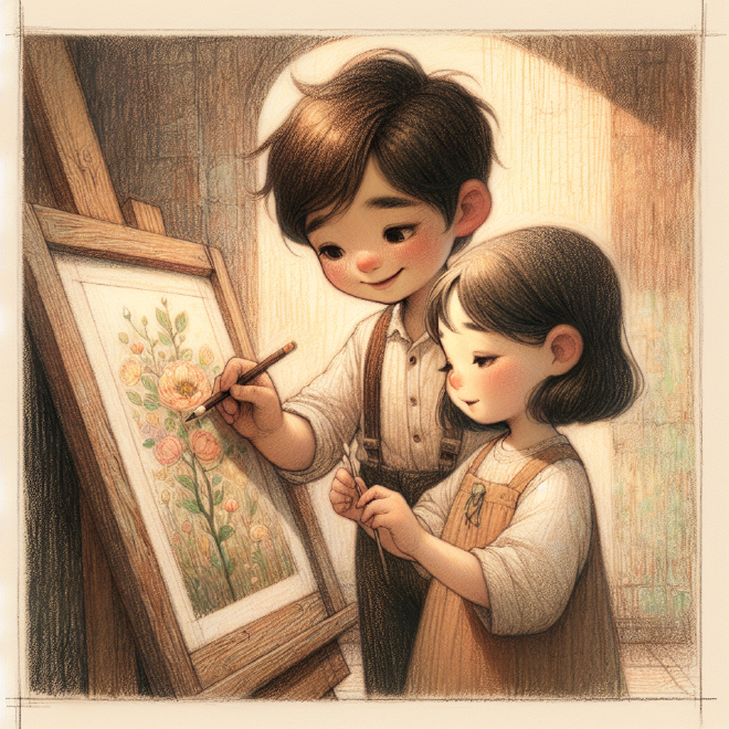 Xiao Ming gifts his mother a beautiful Chinese flower painting for her birthday, which she greatly appreciates as the best gift she has received.